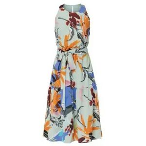 Slate and Willow Sleeveless Tropical Print Tiered Skirt Dress Size 10